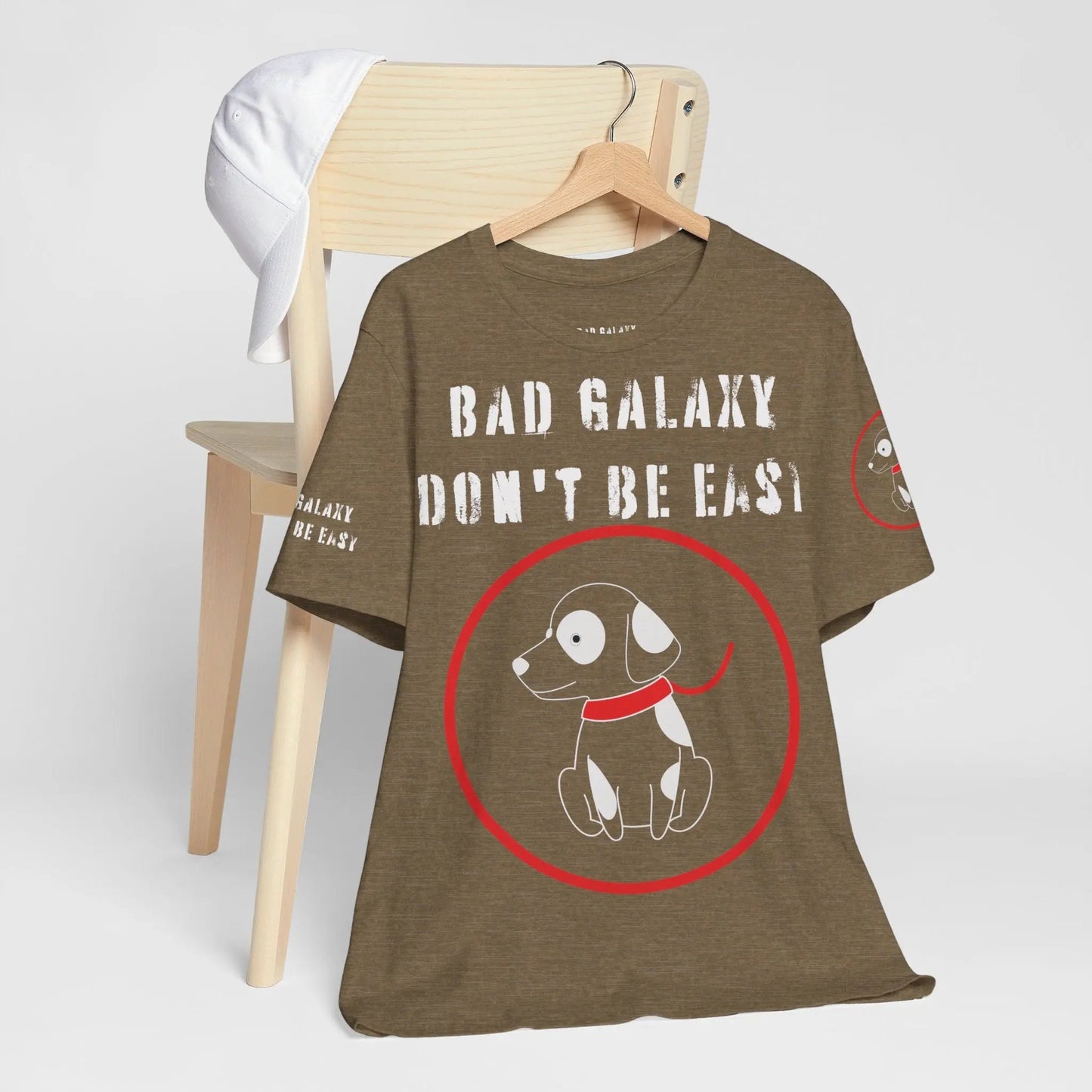Bad Galaxy Funny Dog Tee Shirt 100 Percent Cotton Made In USA With Eco Friendly Inks
