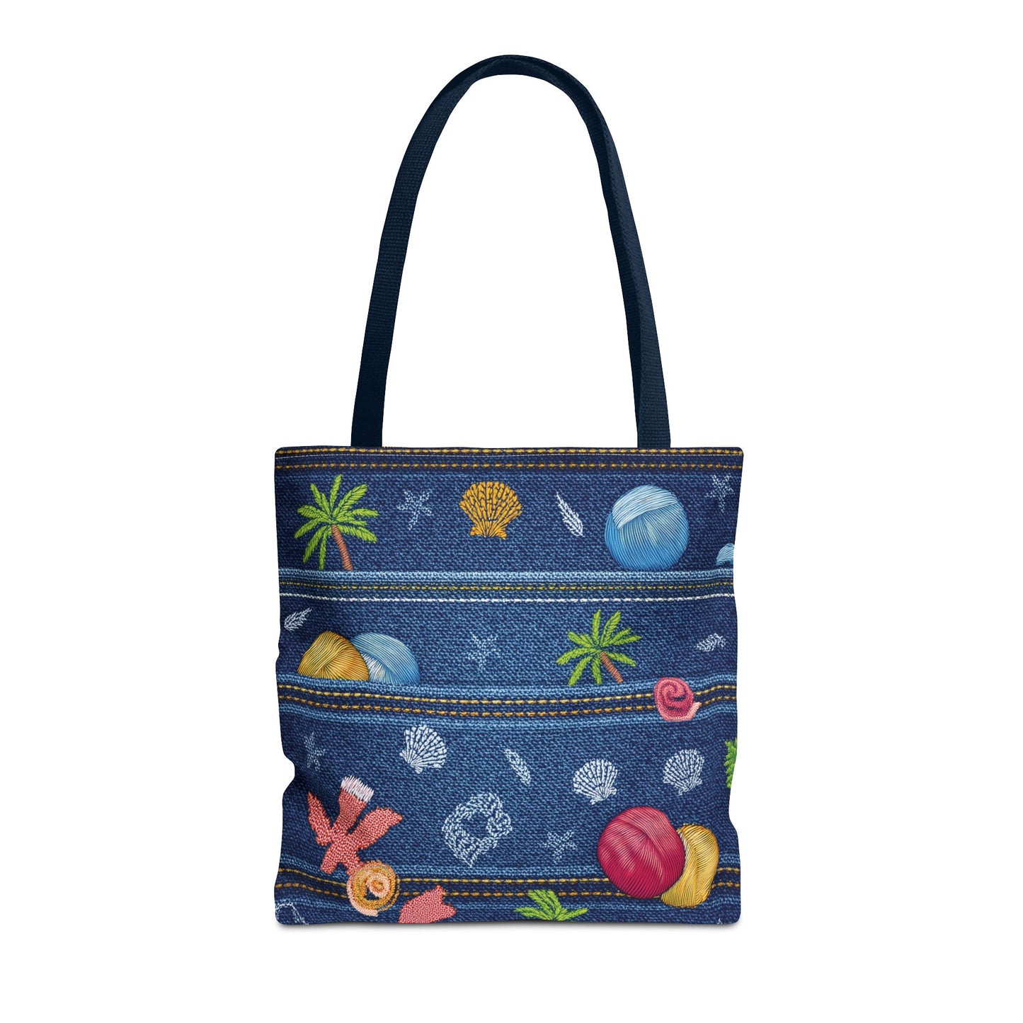Denim Fabric Imitation Print Unisex Canvas Bag Poly Spun 3 Sizes Tote Bag 182-8