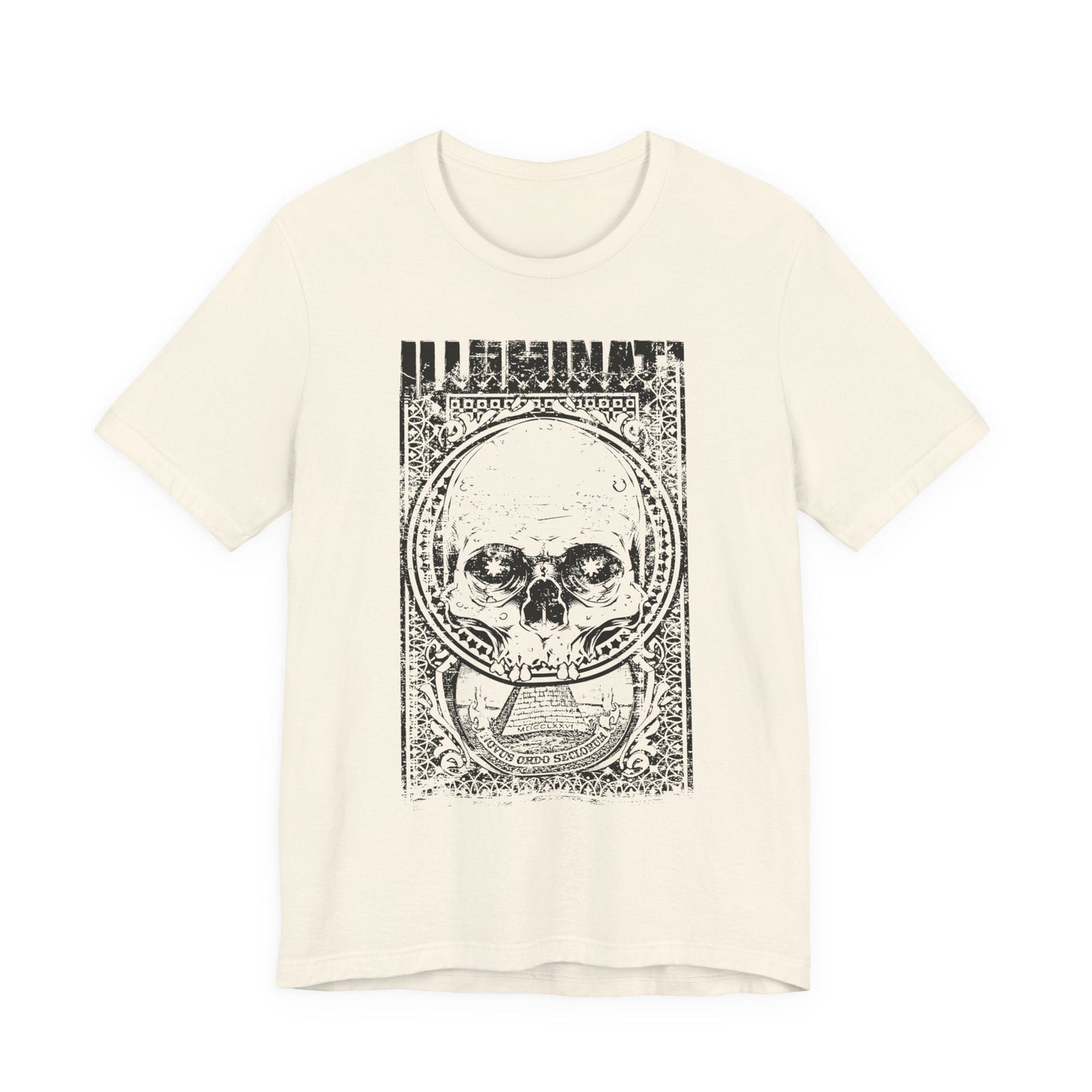 Skull Circle Graphic T-Shirt Vintage Etching Illustration Art Design Tee A-9