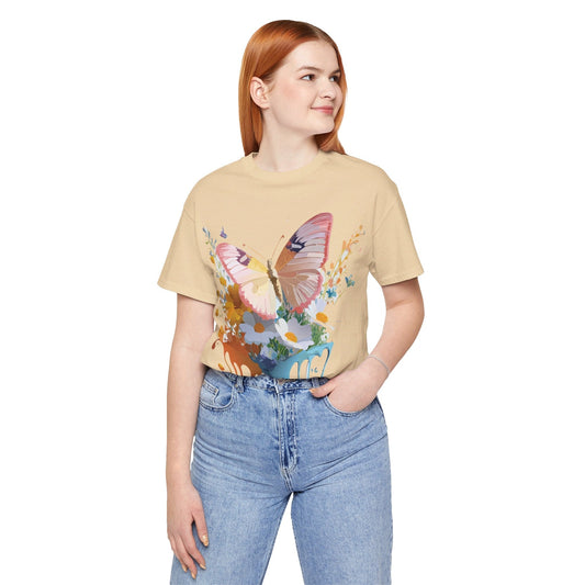 Butterfly Graphic Unisex 100 Cotton Lightweight Vintage Floral Design Jersey Tee 67