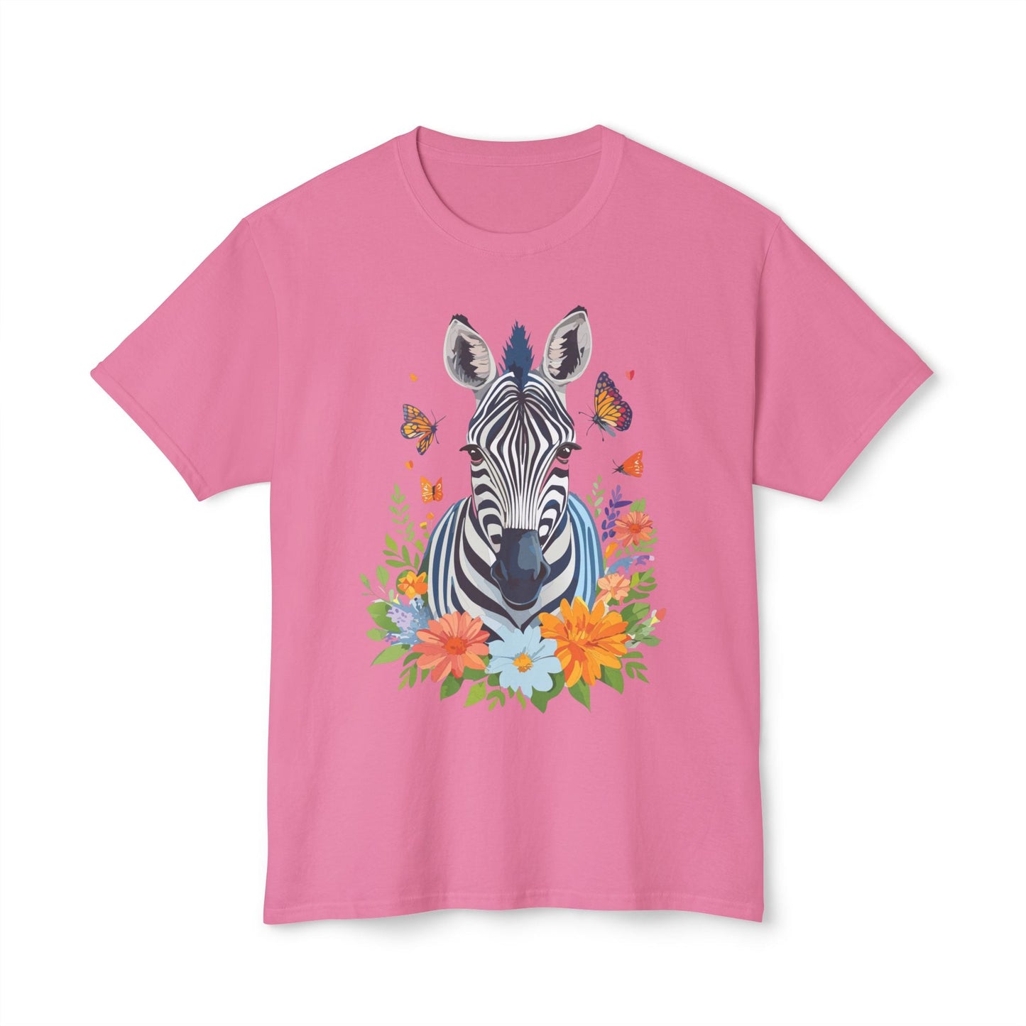 Zebra Art Print T Shirt Unisex Cotton Tee With Floral Design Vintage Zebra Theme
