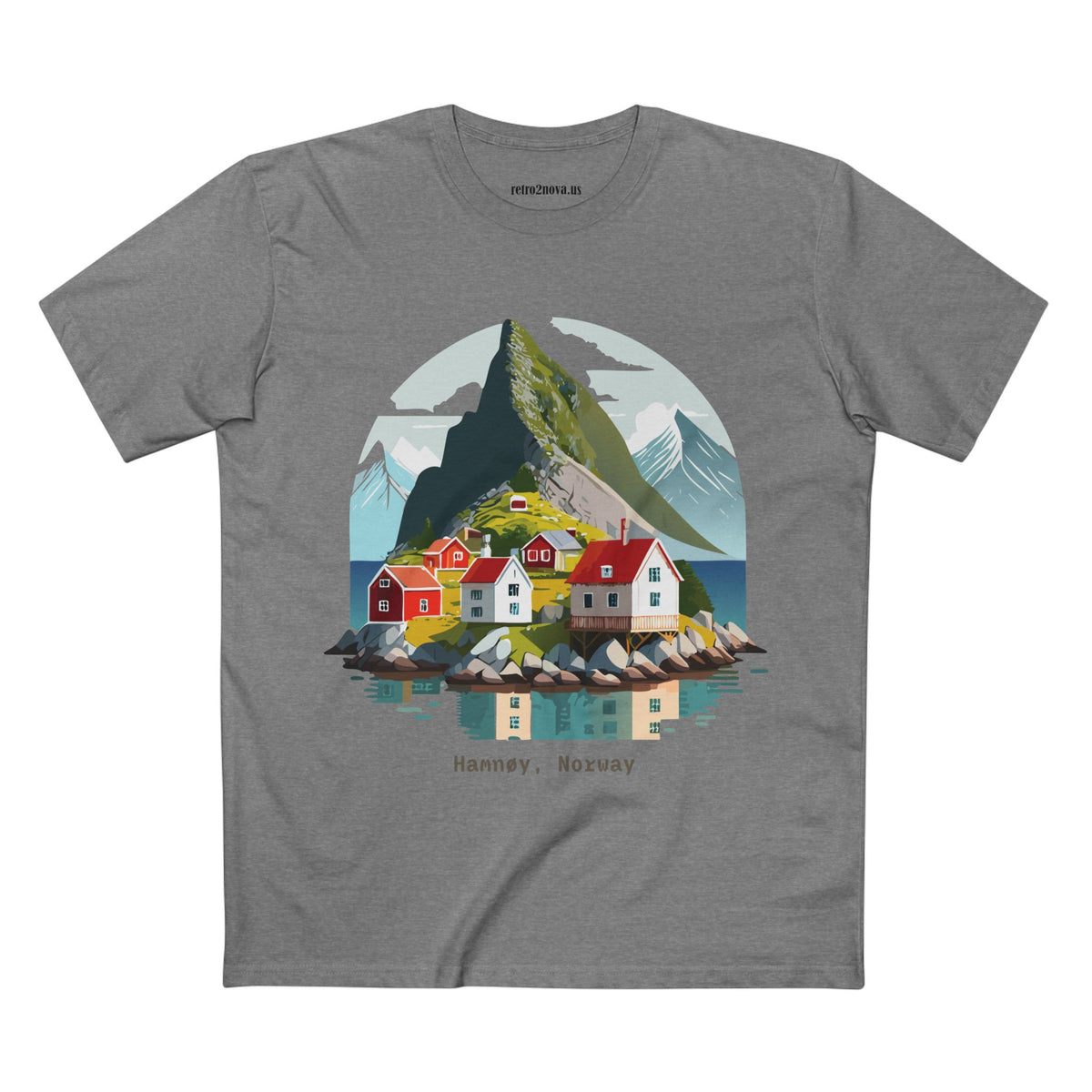 Hamnøy Norway Village Illustration Tee | Scandinavian Coastal Landscape