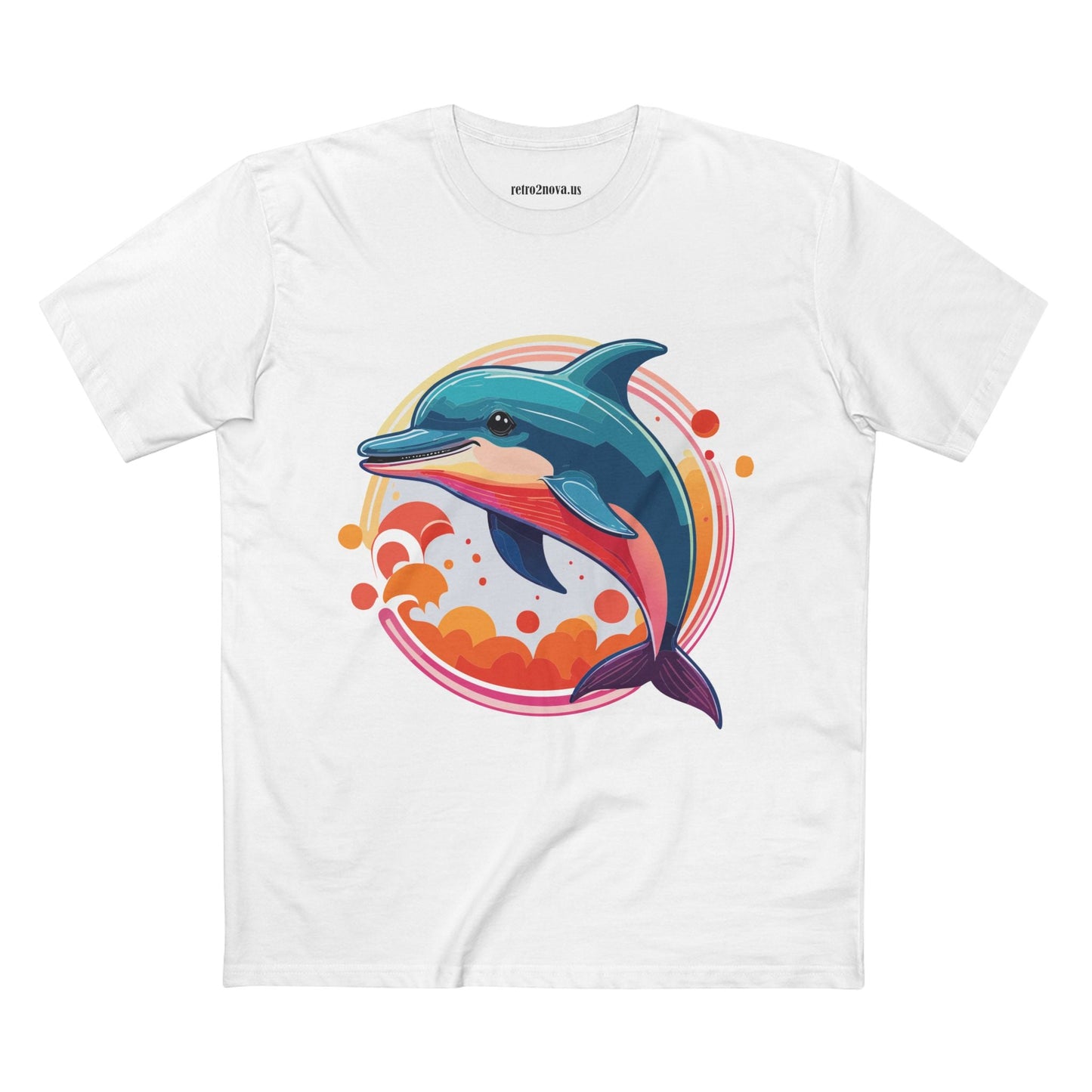 Dolphin Art Shirt Unisex Premium Cotton Tee By Retro2Nova Original Ocean Animal Design For Everyday Comfort