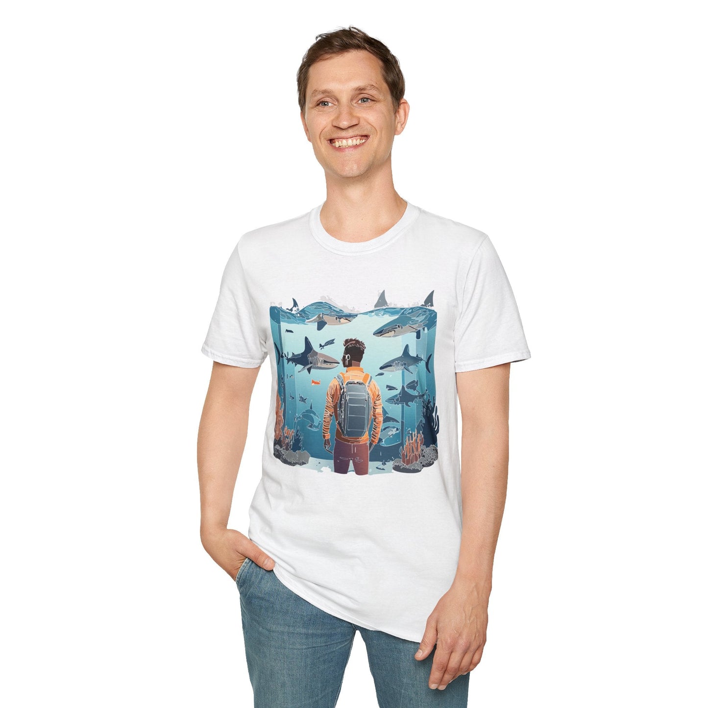 Ocean Themed Unisex Short Sleeve Tee Gildan Softstyle 64000 Ocean Inspired Art Design
