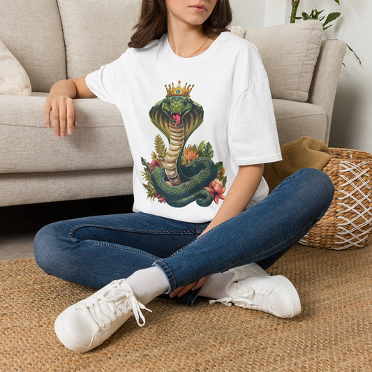 Crowned King Cobra T-Shirt | Snake Illustration, Royal Reptile Art