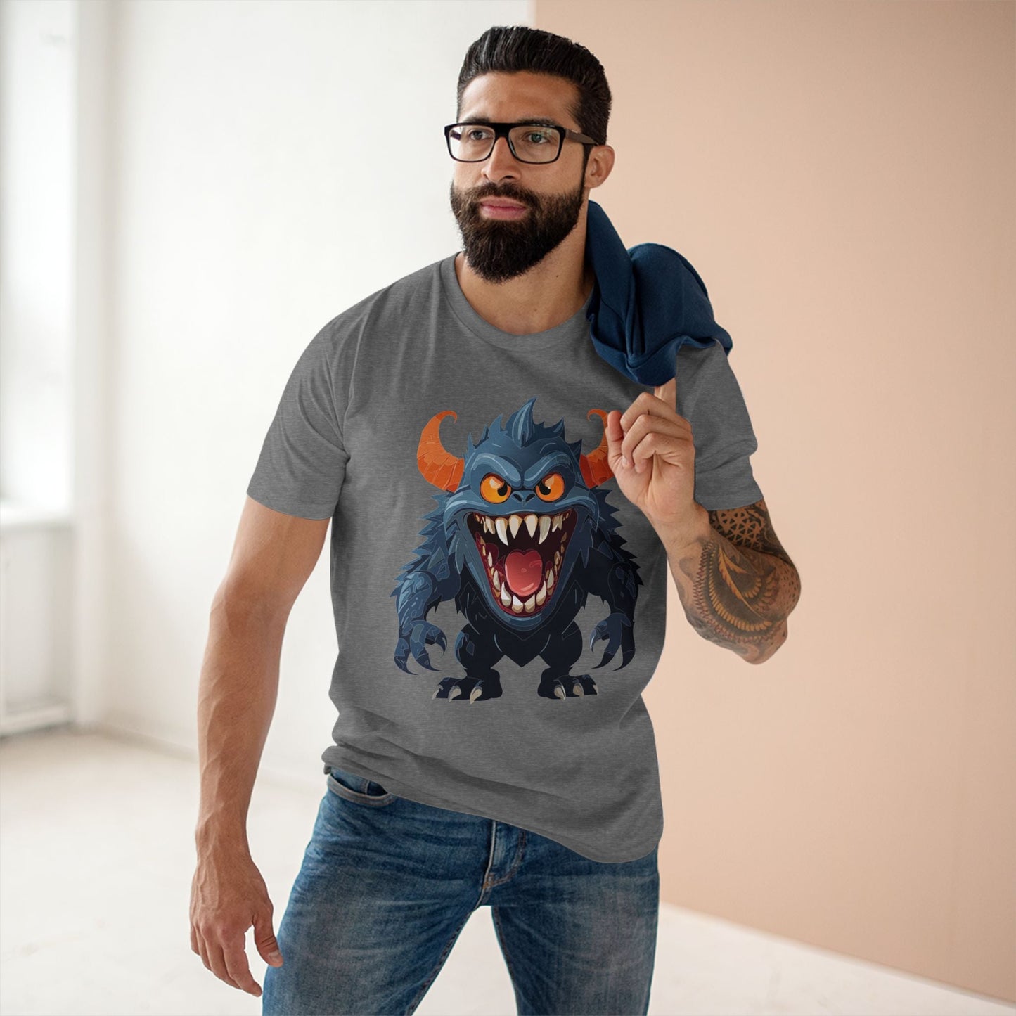 Cartoon Monsters Graphic Unisex 100 Cotton Staple Tee 30