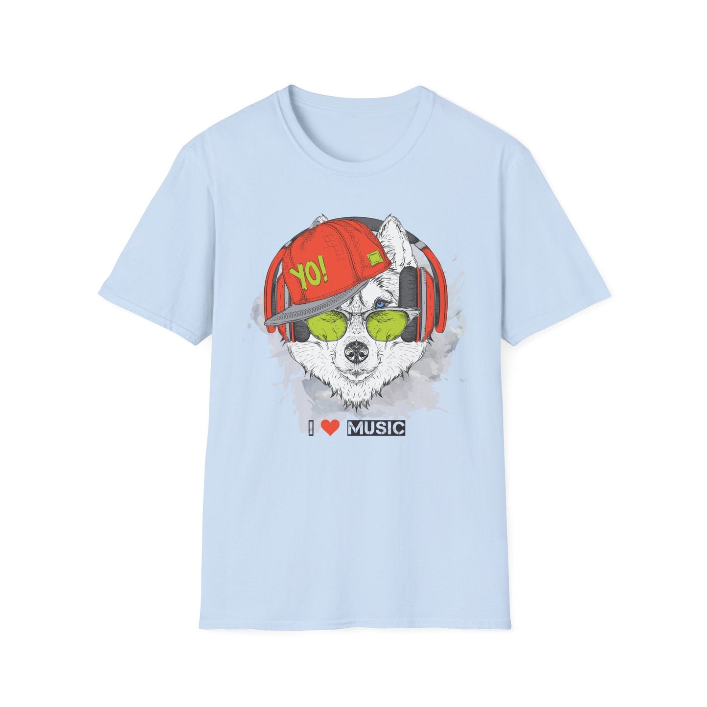 Unisex Music Animals Short Sleeve T Shirt With Headphones For Music Lovers Gildan 64000
