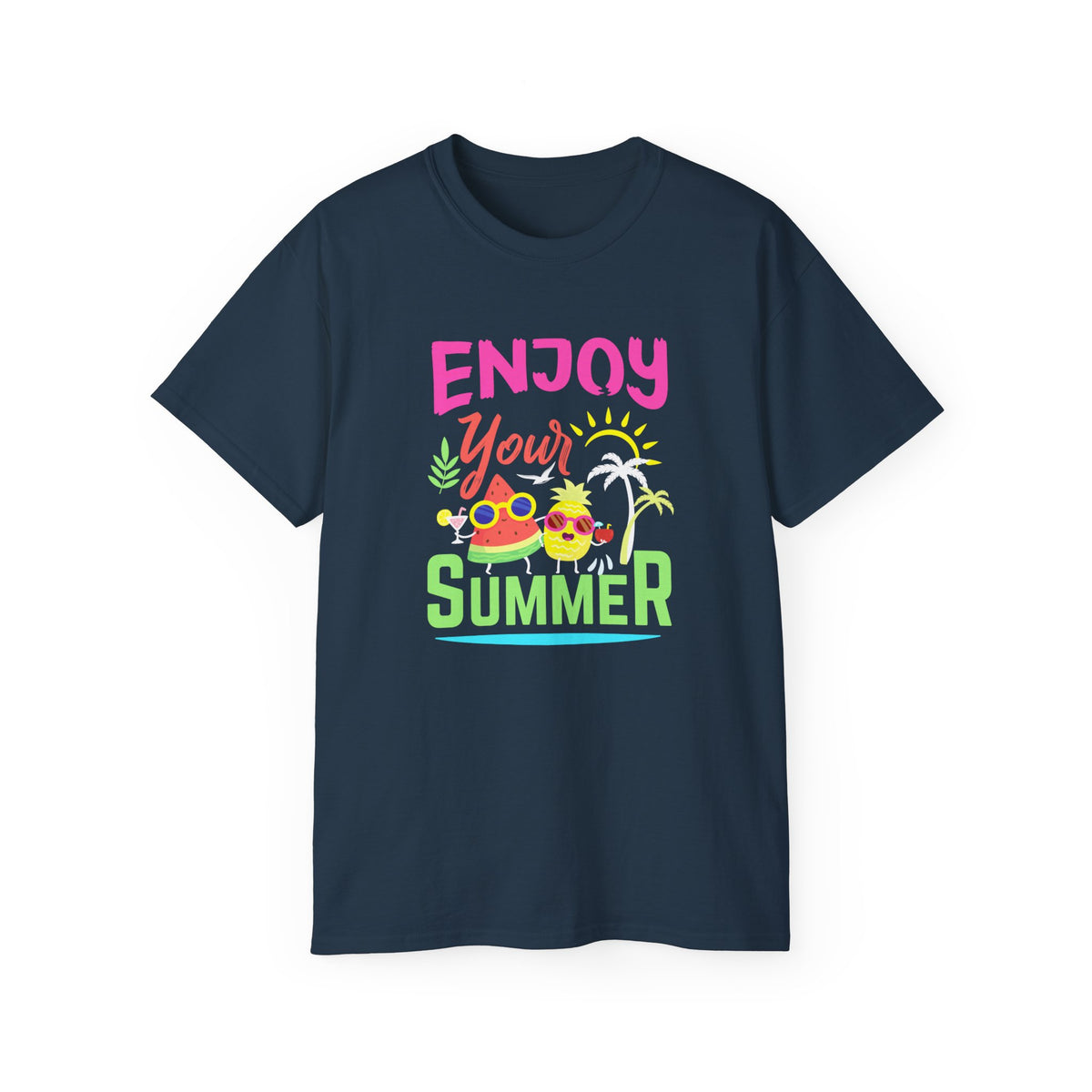 Enjoy Your Summer Tee | Tropical Pineapple Palm Tree Beach Shirt