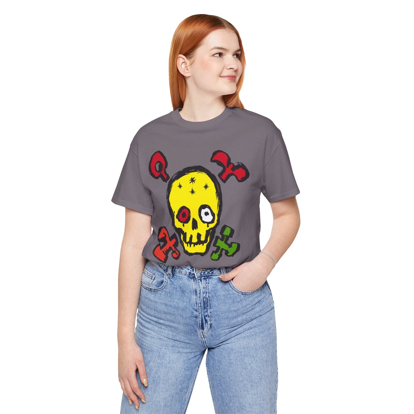 Yellow Skull Graphic Design Tee, Skull Shirt, Vintage Tees, Art Design T-Shirt, Vintage Graphic Tee, Art Shirts with Skulls