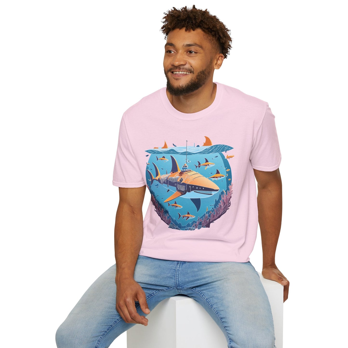 Ocean Tee Shirt Unisex Softstyle Cotton Tee 4.5 Oz Lightweight U Boat Theme Design