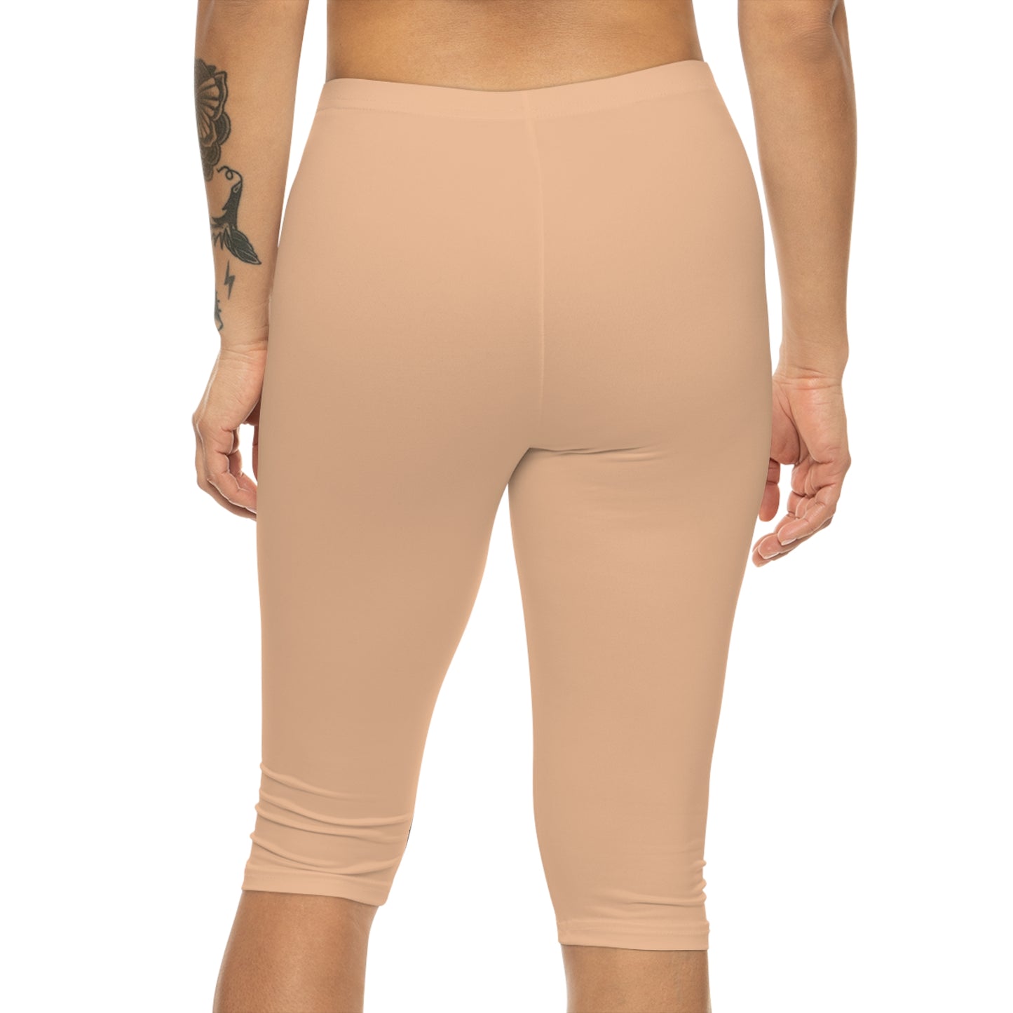 Peach Glow Color Women's Brushed Suede Poly Span Casual Capri Leggings XS-2XL