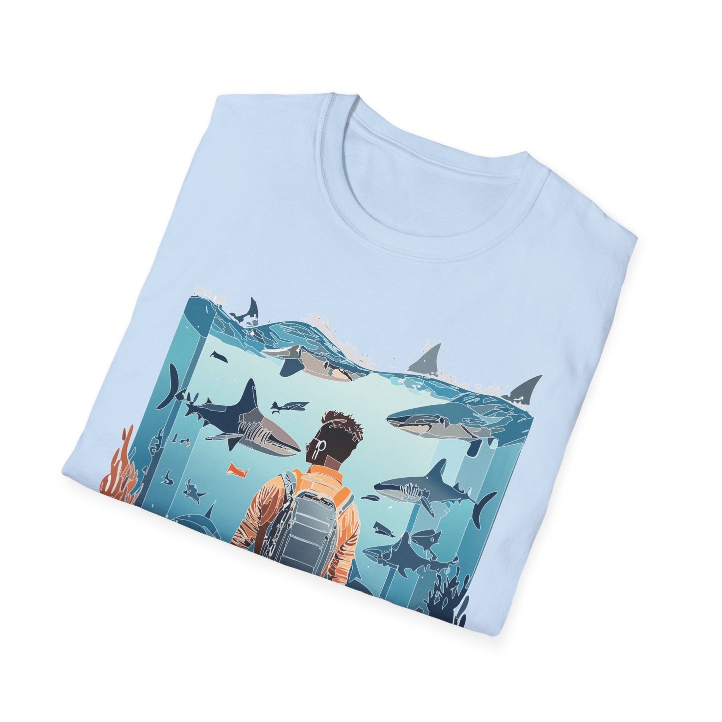 Ocean Themed Unisex Short Sleeve Tee Gildan Softstyle 64000 Ocean Inspired Art Design