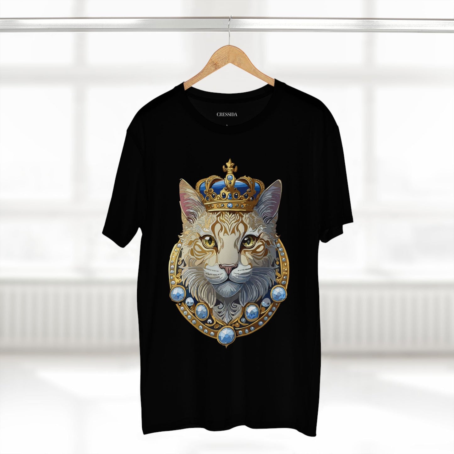 Cat Graphic Unisex 100 Cotton Tee With Unique Animal Golden Medallion Art Design 14