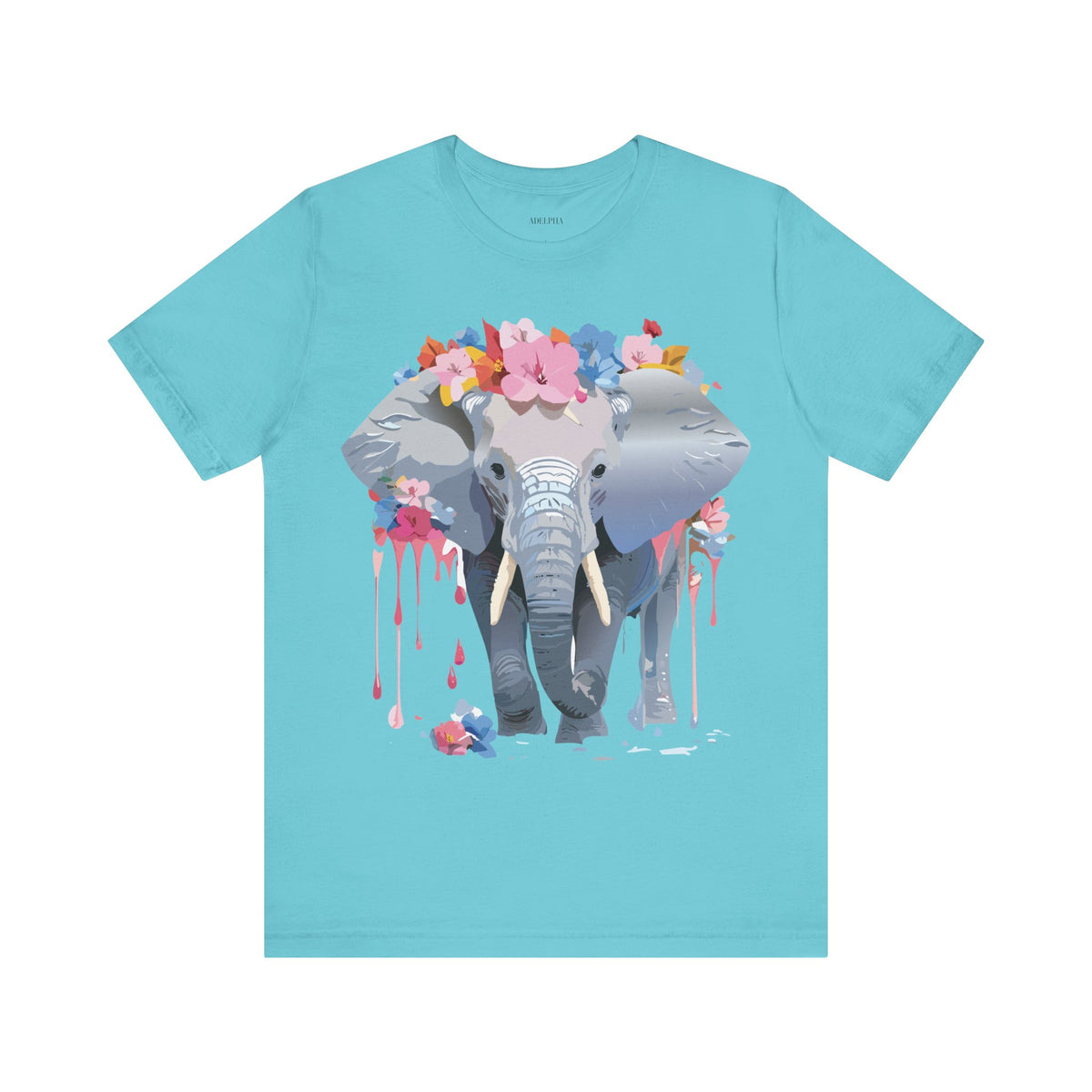Elephant Graphic Unisex Cotton Bella+Canvas Tee with Art Animal Design e124