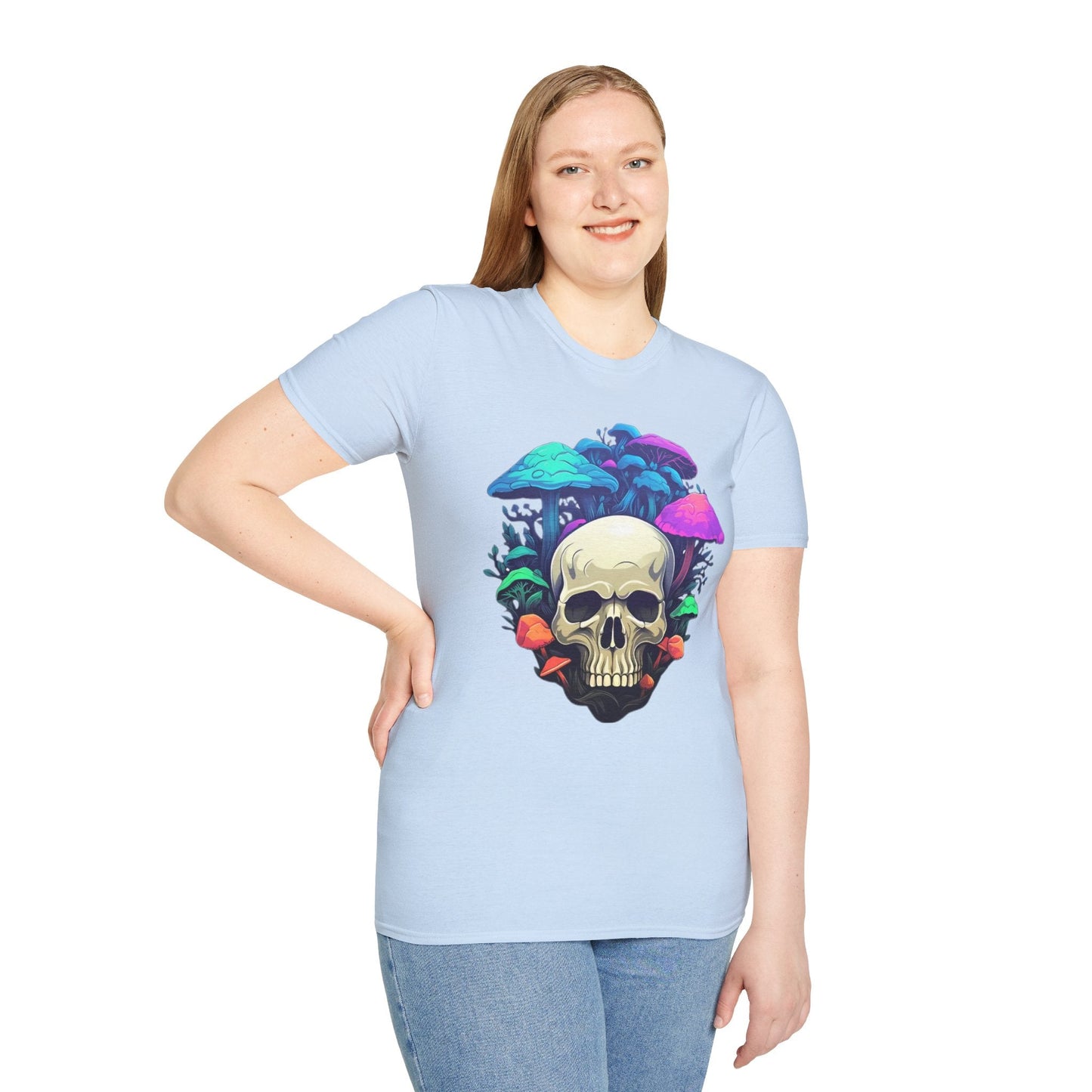 Unisex Skull Tee Shirt Short Sleeve Skeleton Design Gildan Softstyle Cotton Tee Shirt
