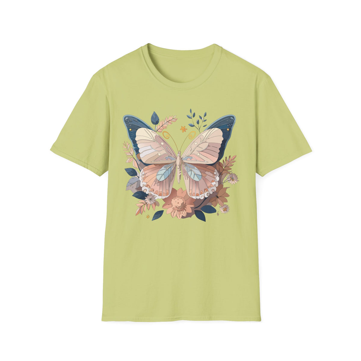 Pastel Botanical Butterfly T-Shirt | Floral Wings Nature Graphic Tee Unisex 100 Cotton Gildan T-Shirt