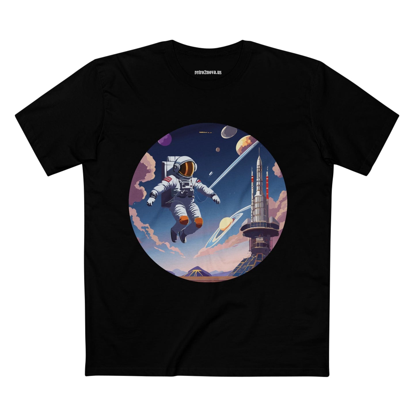 Cosmos Astronaut Shirt CS30 Unisex Premium Cotton Art Tee Featuring Retro2Nova Original Design