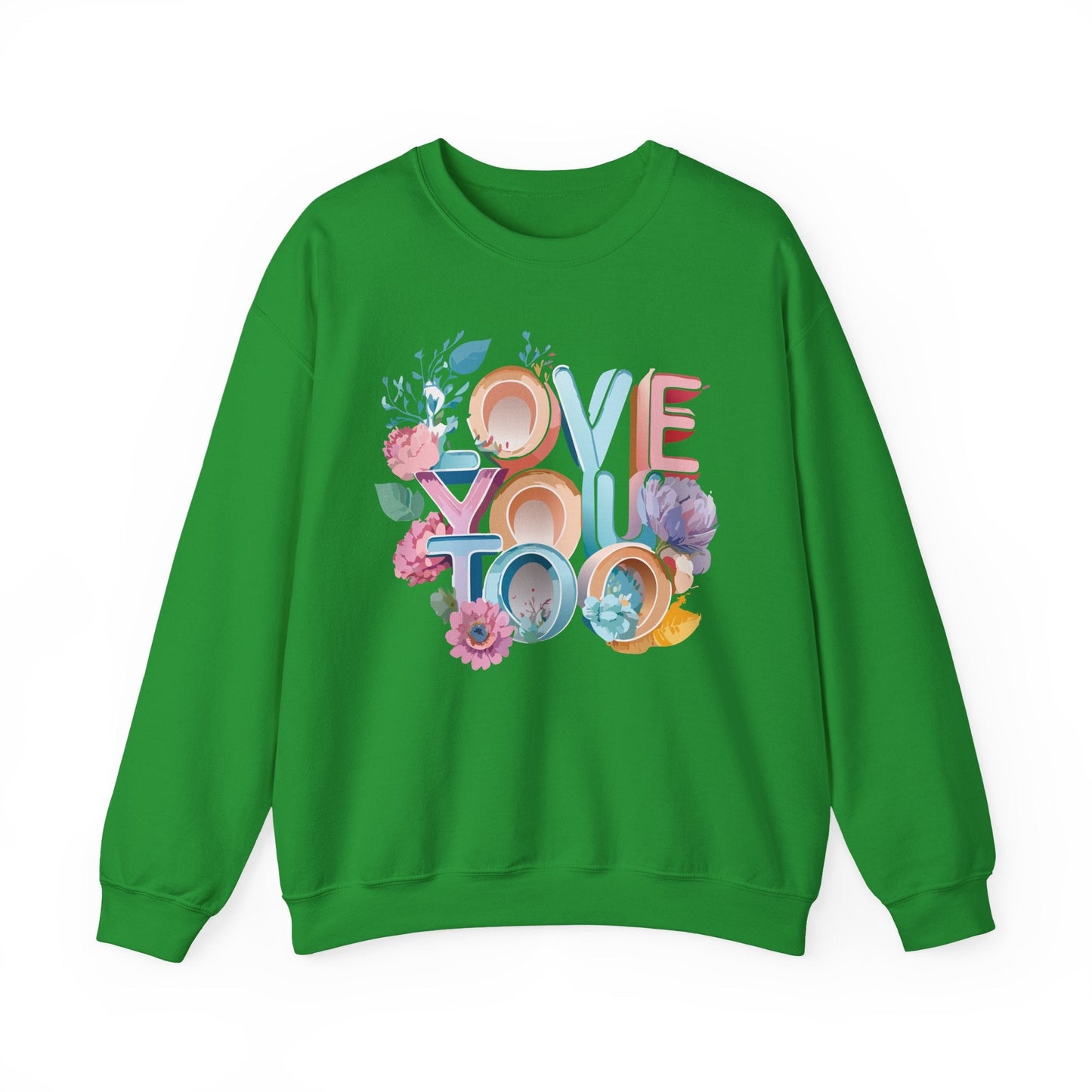 Floral Love Sweatshirt Valentines Day Unisex Crewneck Gildan 18000 Heavy Blend Warm