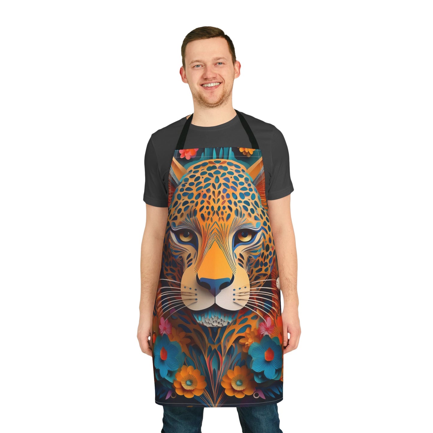Leopard 100% Polyester Stain-resistant 31.5 x 25.6 | Art Print Canvas Apron 3