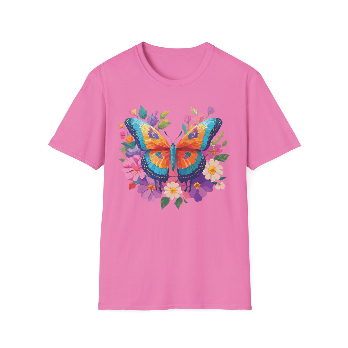 Colorful Butterfly Floral Tee | Vibrant Monarch Butterfly Graphic Tee Unisex 100 Cotton Gildan T-Shirt