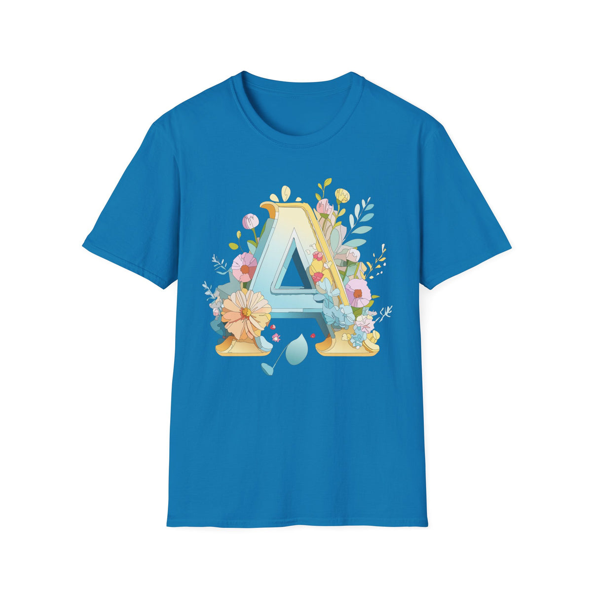 Floral Letter A T-Shirt | Monogram Initial Tee