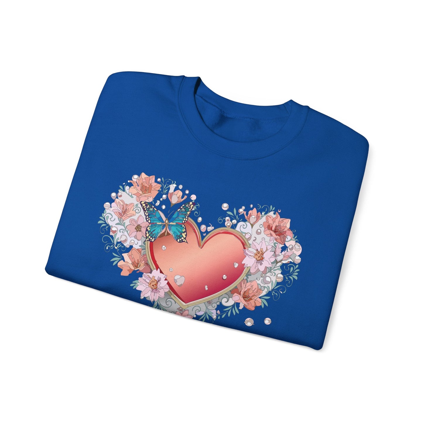 Unisex Floral Heart Sweatshirt With Love Graphic For Valentines Day Gift Cozy Winter Wear