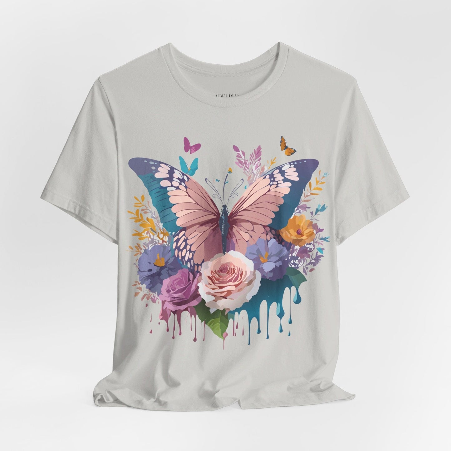 Butterfly Graphic Unisex 100 Cotton Lightweight Vintage Floral Design Jersey Tee 44