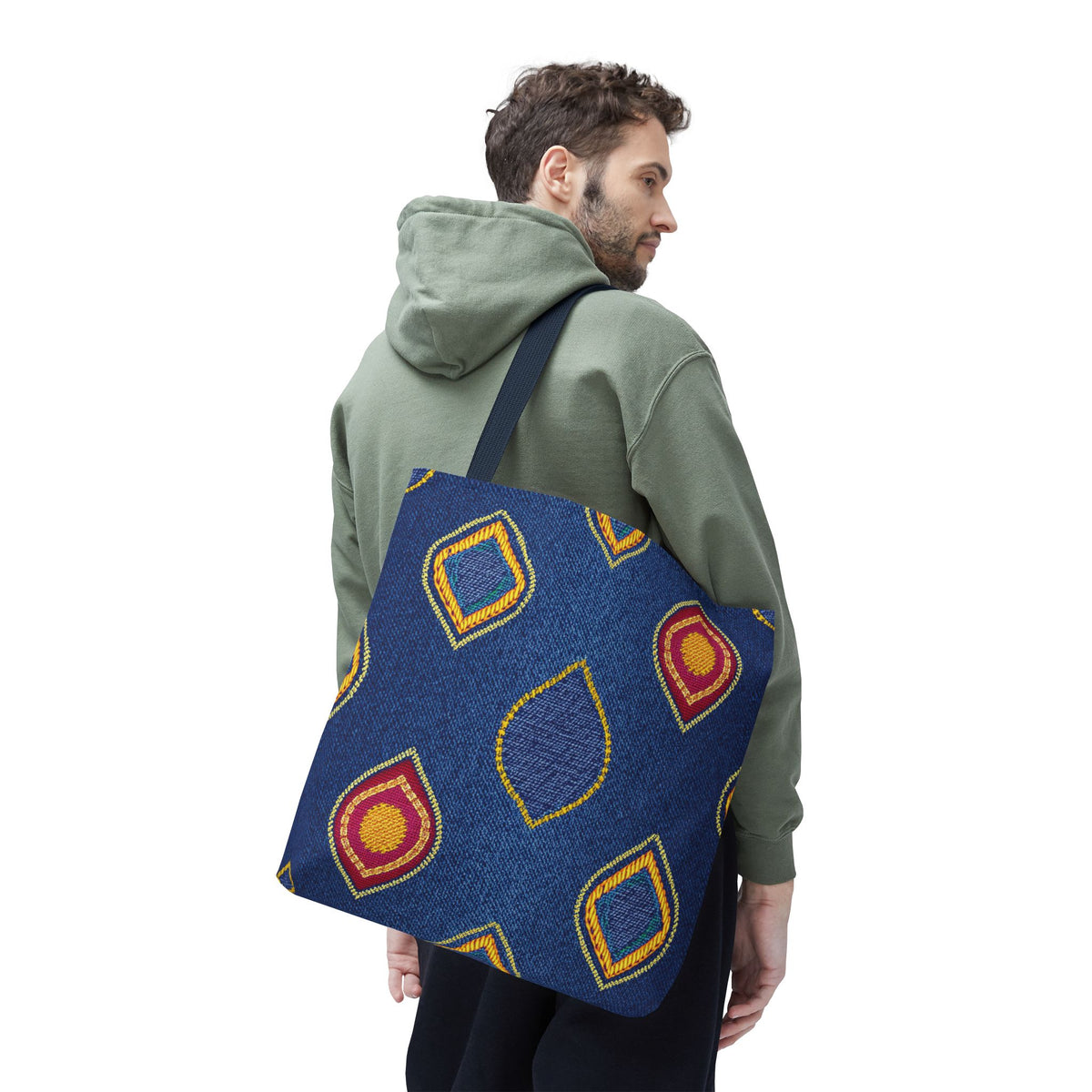 Diwali Graphic Denim Fabric Imitation Print Unisex Canvas Bag Poly Spun 3 Sizes Tote Bag 205-19