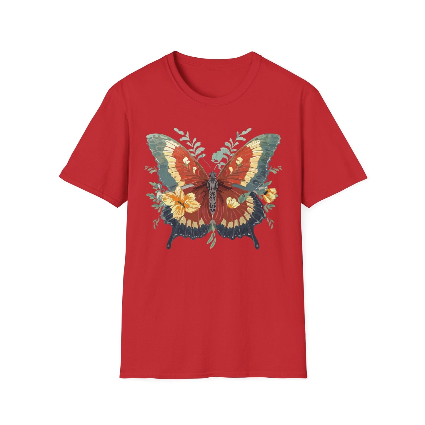 Butterfly T Shirt Unisex Gildan Softstyle 64000 Comfort Monarch Design 100 Percent Cotton