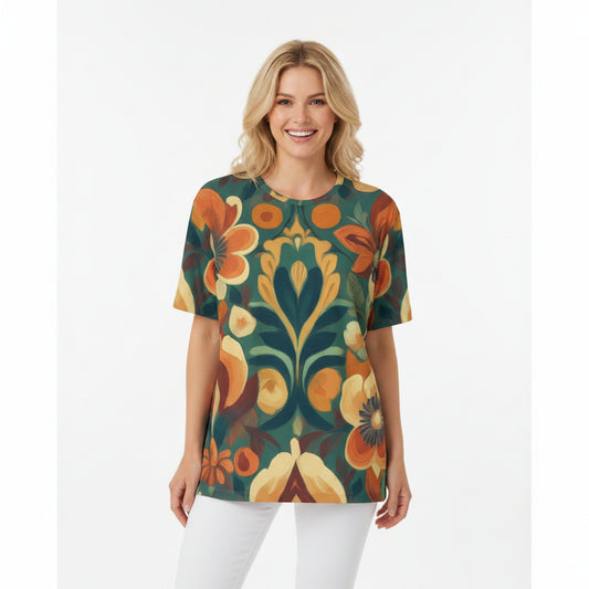 Unisex Poly T-Shirt with Floral Print