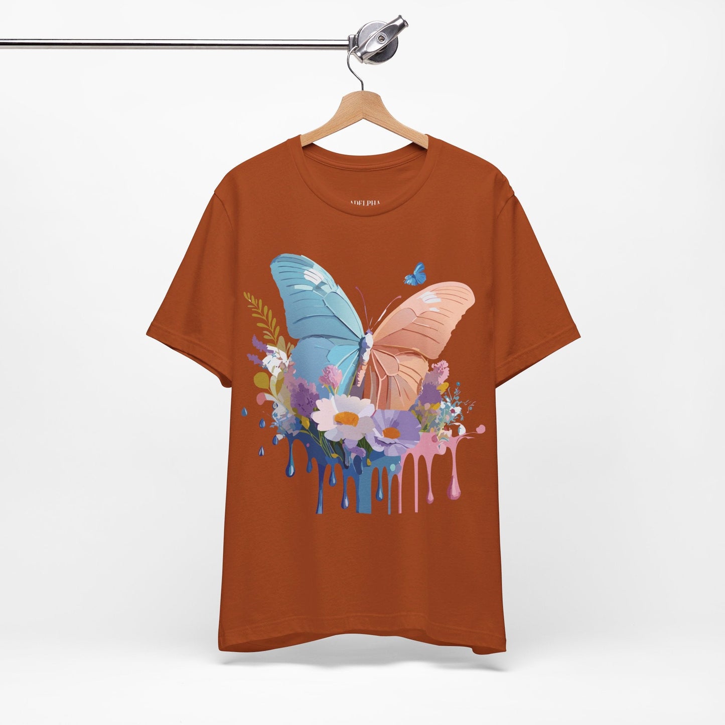 Butterfly Graphic Unisex 100 Cotton Lightweight Vintage Floral Design Jersey Tee 3