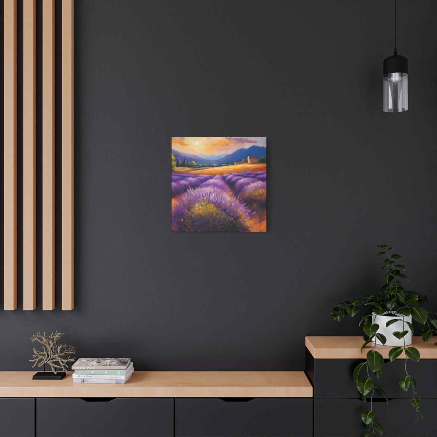 Lavender Landscape Print Canvas, Landscape Oil Paint Print 20x20, 24x24, 30x30, 32x32, 36x36 Art Design Print Non-Frame MC-33