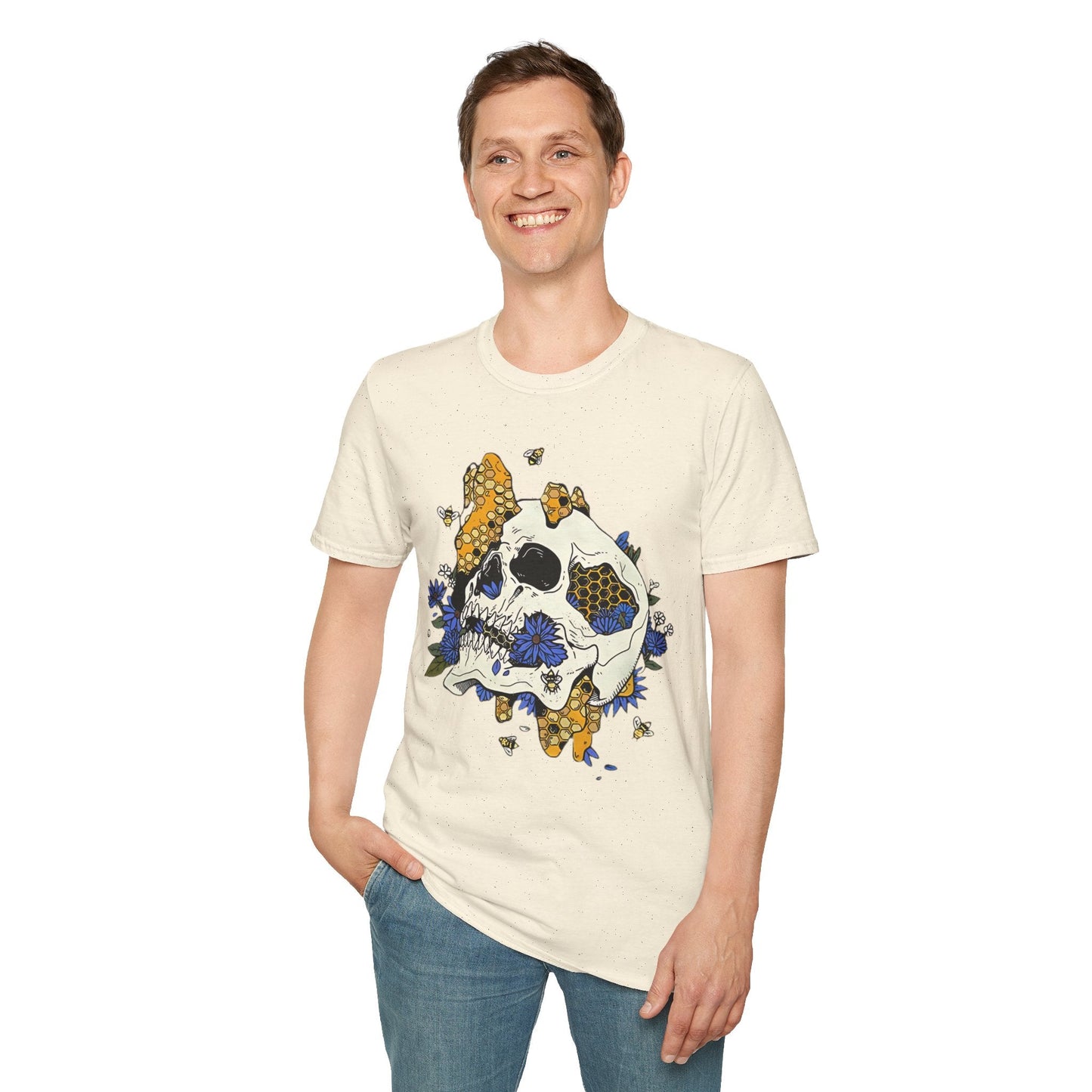 Skull Tee Shirt Unisex Skeleton Design Gildan Softstyle 64000 100 Percent Ring Spun Cotton Tee