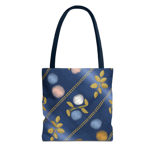 Denim Fabric Imitation Print Unisex Canvas Bag Poly Spun 3 Sizes Tote Bag 122