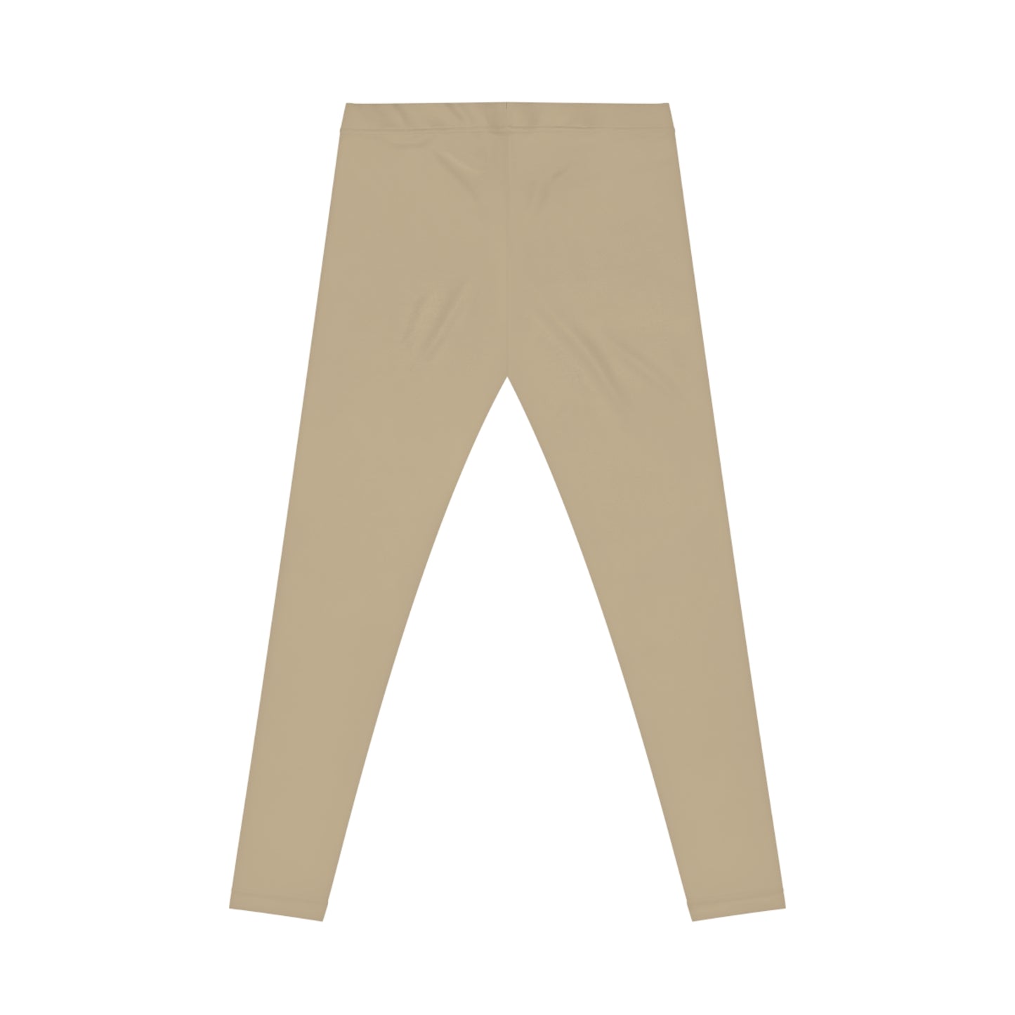 Khaki Beige Color Women's Poly-Span Casual Leggings XS-2XL