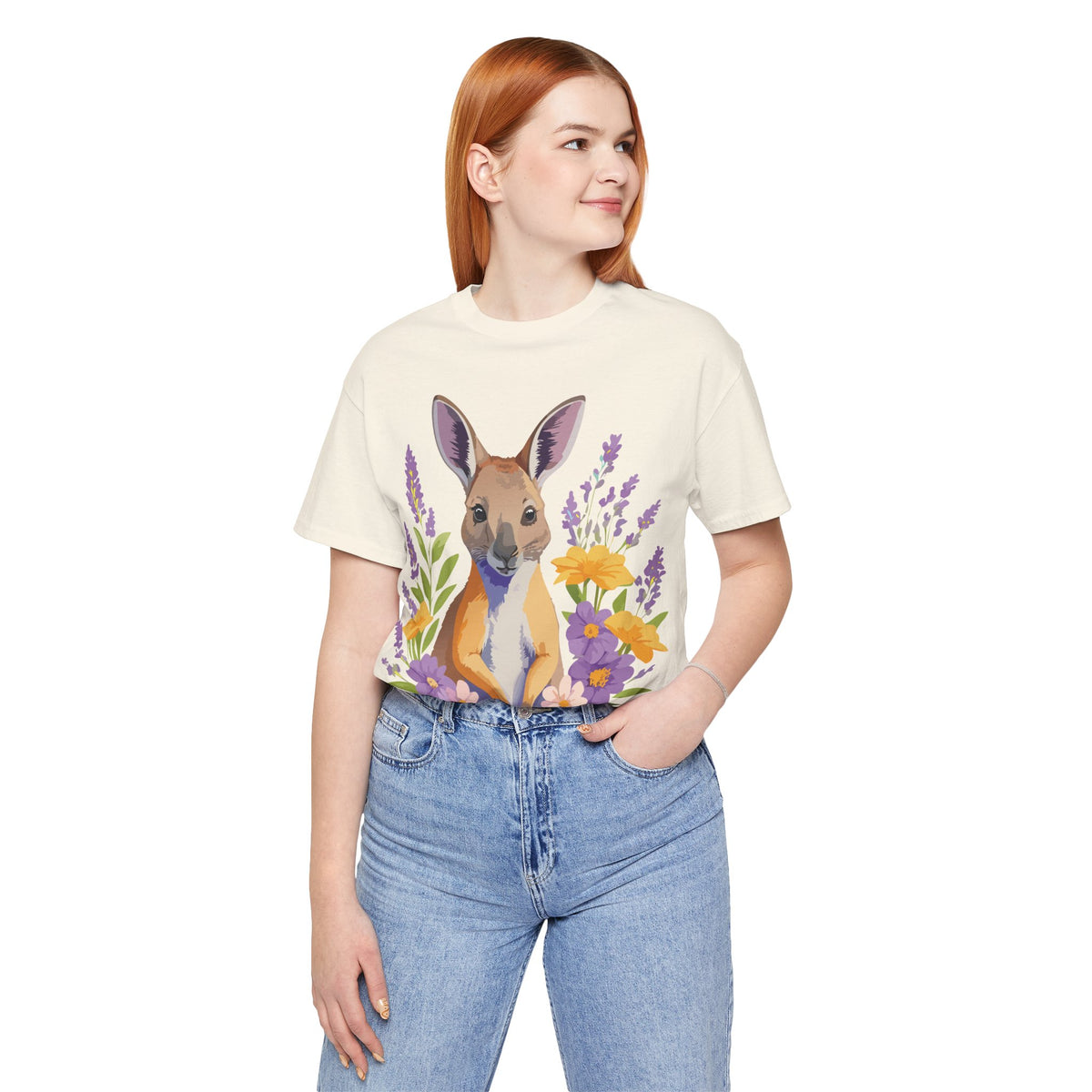 Kangaroo Graphic Unisex Cotton Bella+Canvas Tee with Art Animal Design e313