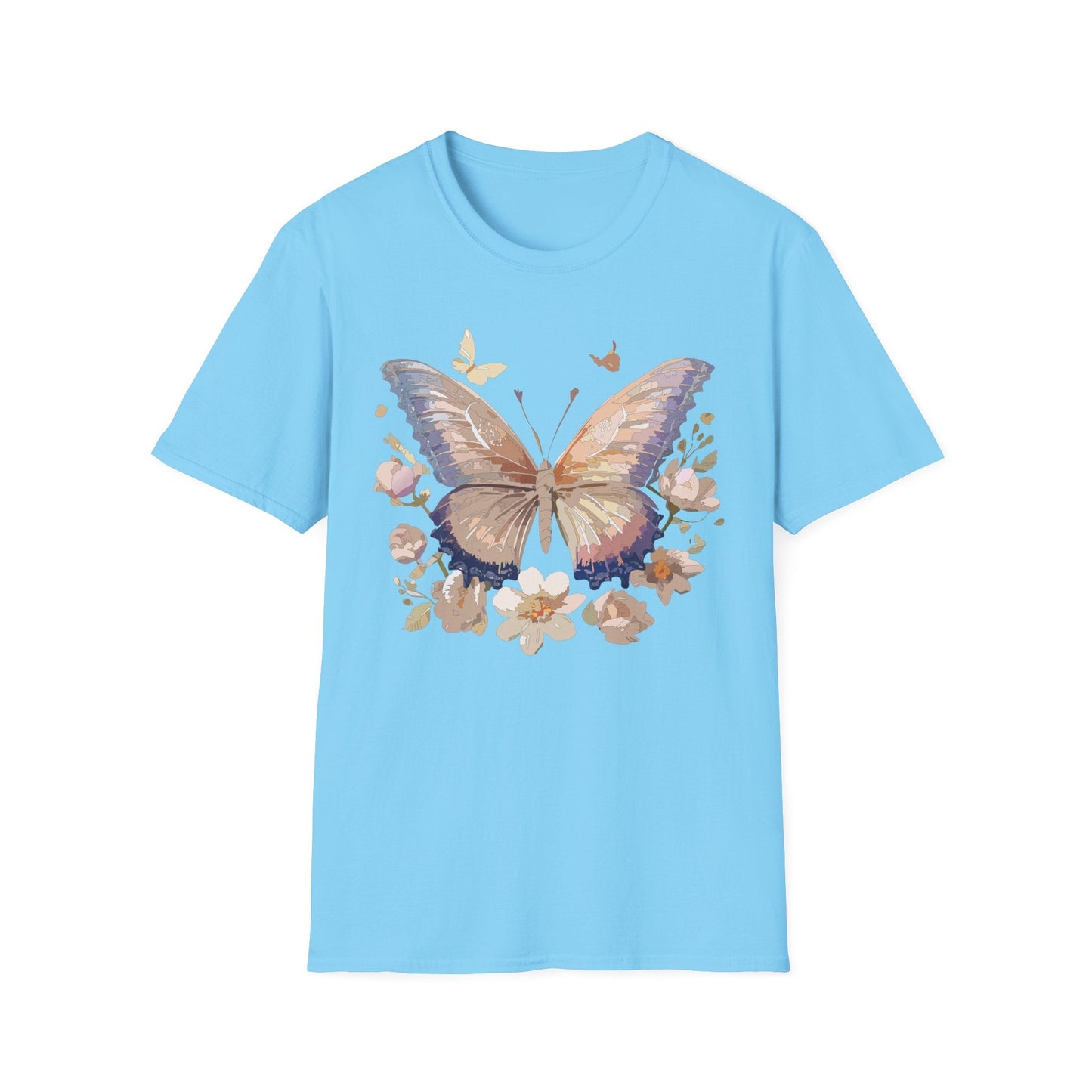 Butterfly T Shirt Unisex Softstyle Monarch Design 100 Percent Cotton Tee For Everyday Comfort