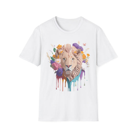 Unisex Lion Shirt Floral Lion Tee Softstyle 64000 Gildan Cotton Tee