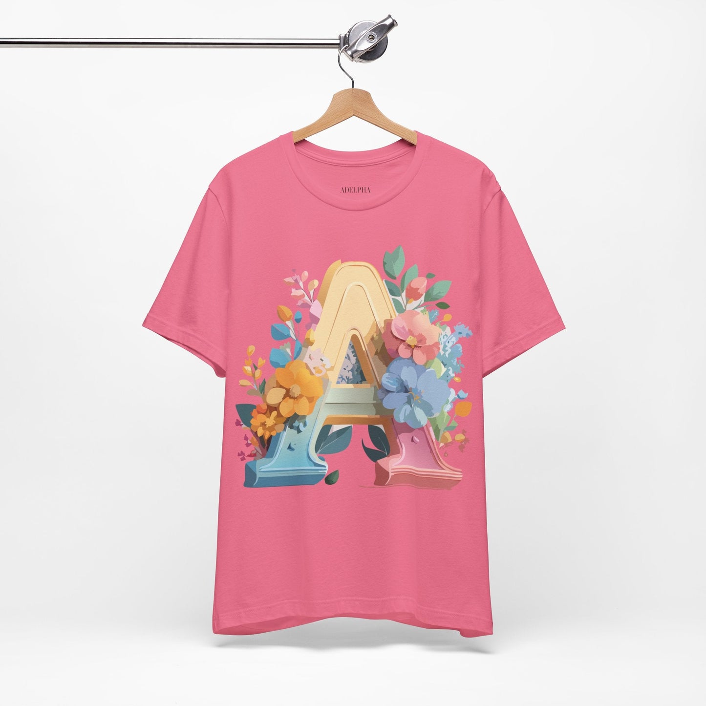Letter A Shirt Graphic Tee Unisex Short Sleeve by Adelpha Vintage Inspired Art Tee