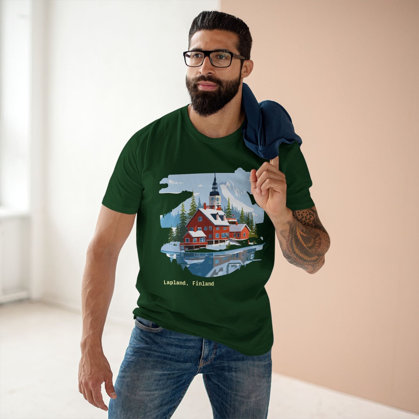 Lapland Travel Shirt Unisex Premium Cotton Tee With Original Art Design TT4 Retro2Nova