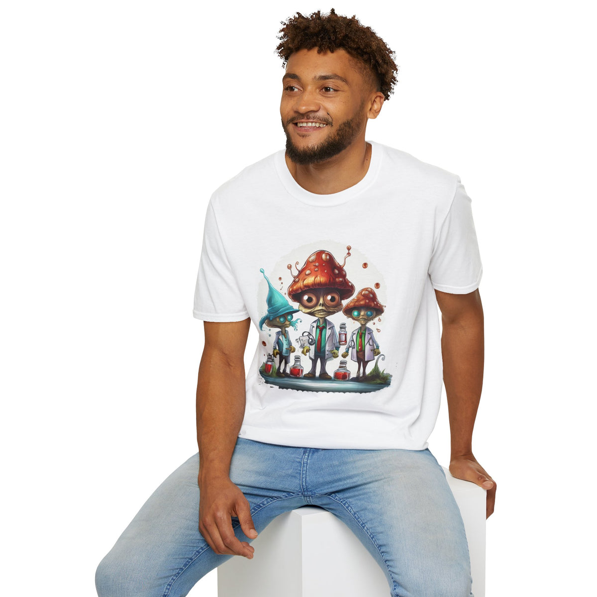 Funny Mashroom Cartoon  Graphic Tee Gildan Unisex 100 Cotton Tee Shirt c18