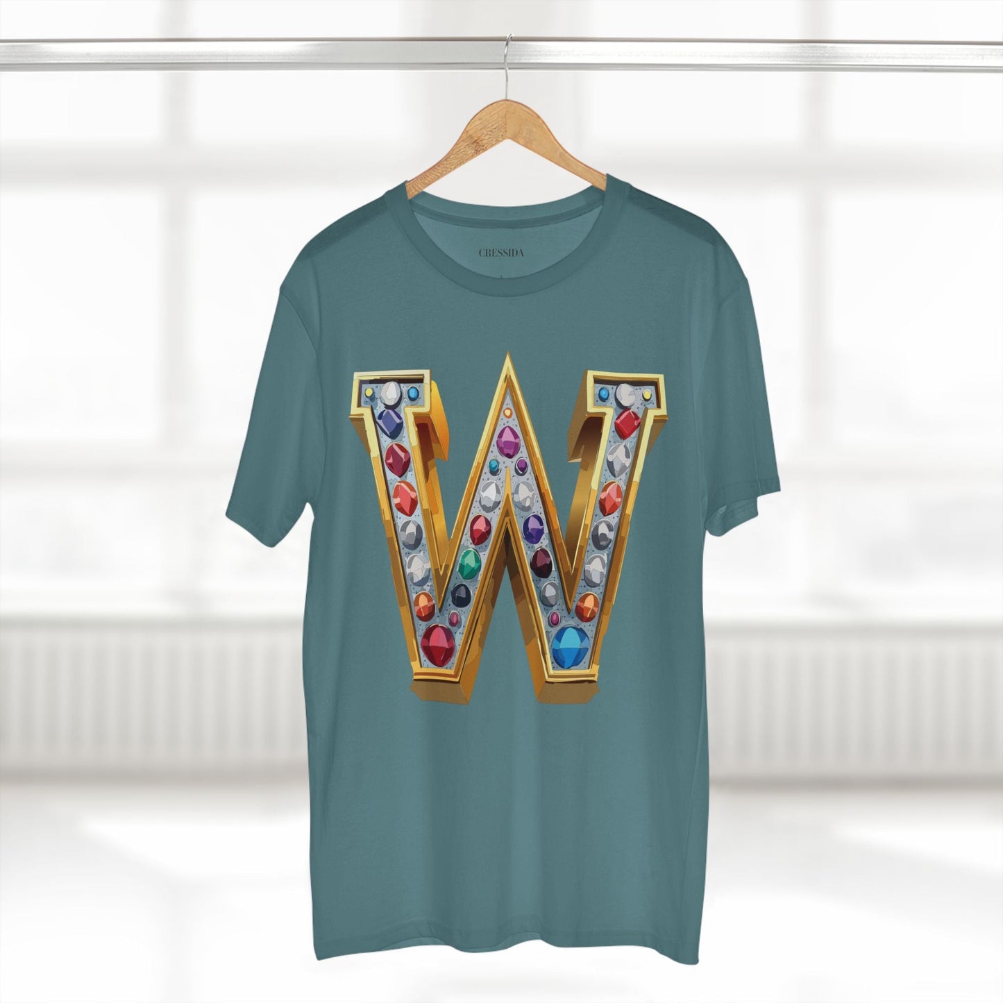 Letter W Graphic Design Tee Unisex 100 Cotton With Antique Gold Letters Artwork T-Shirt