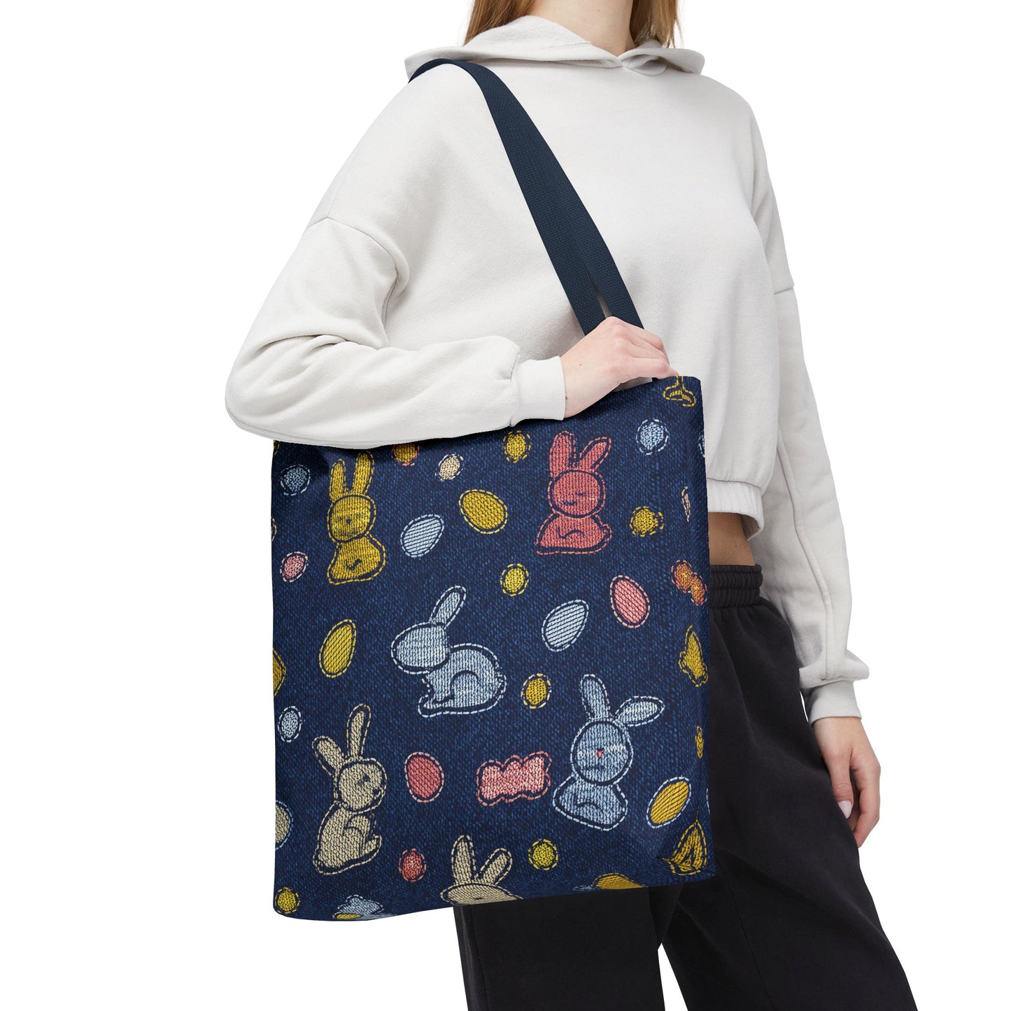 Easter Graphic Design Denim Fabric Imitation Print Unisex Canvas Bag Poly Spun 3 Sizes Tote Bag 204-1