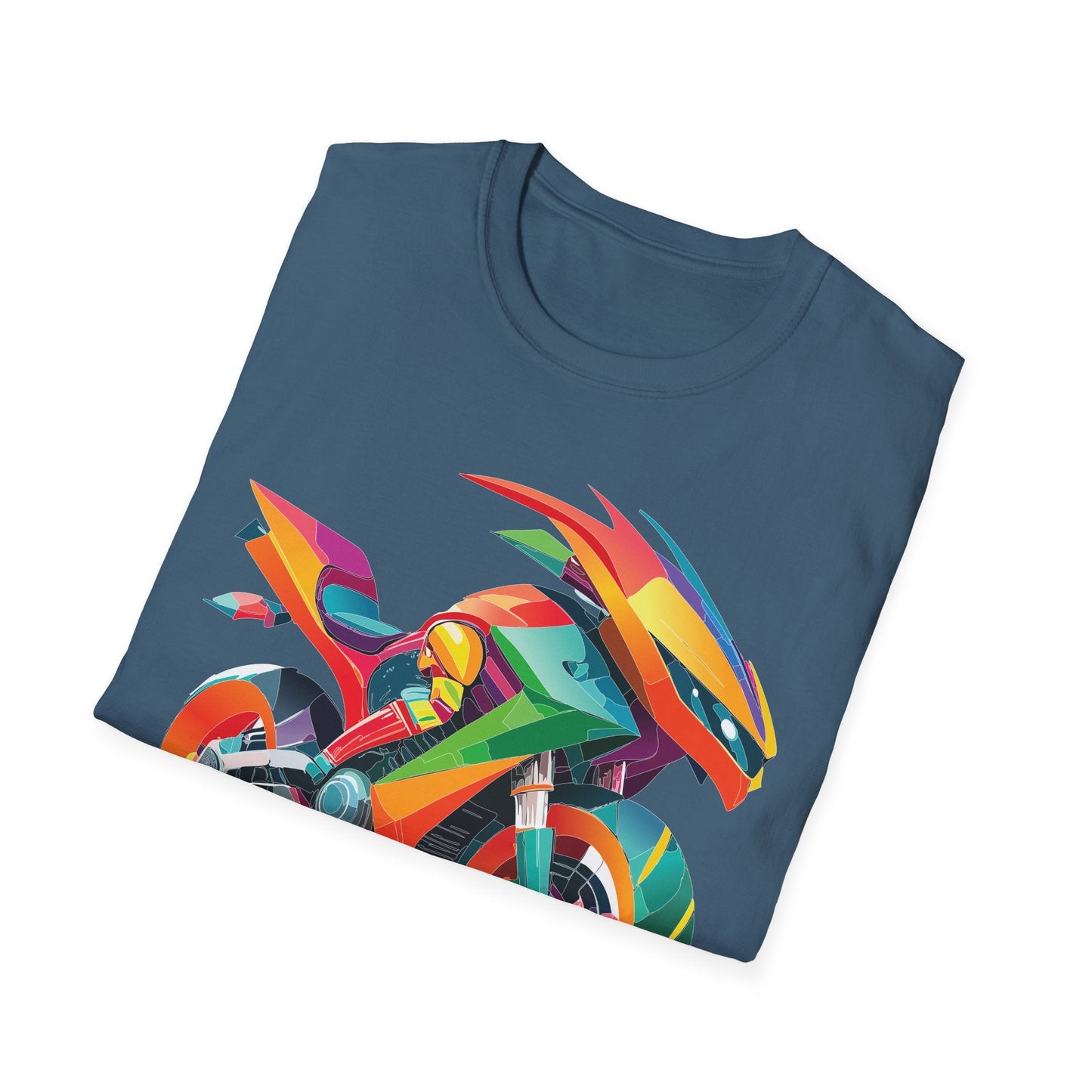 Unisex Bike T Shirt With Motorcycle Artwork Premium Cotton MTB Tee Softstyle 64000