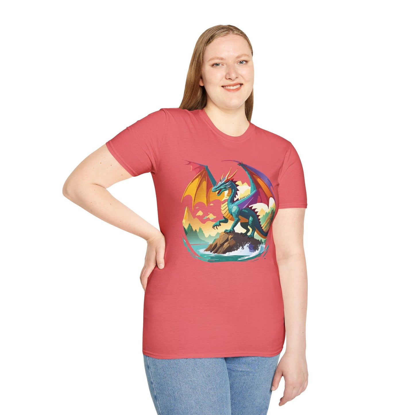 Dragon T Shirt Unisex Dragon Shirt Animal Design Softstyle Tee 100 Percent Cotton