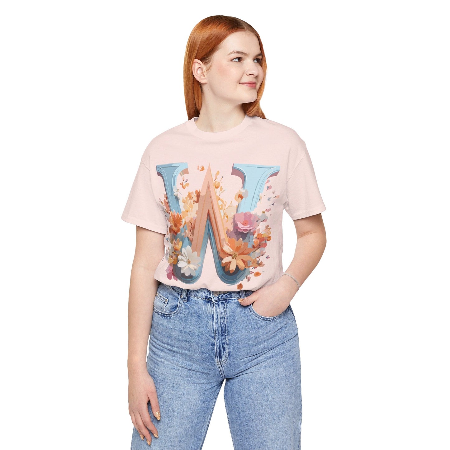 Letter W Shirt Unisex Graphic Tee Vintage Inspired Adelpha Art Design Short Sleeve