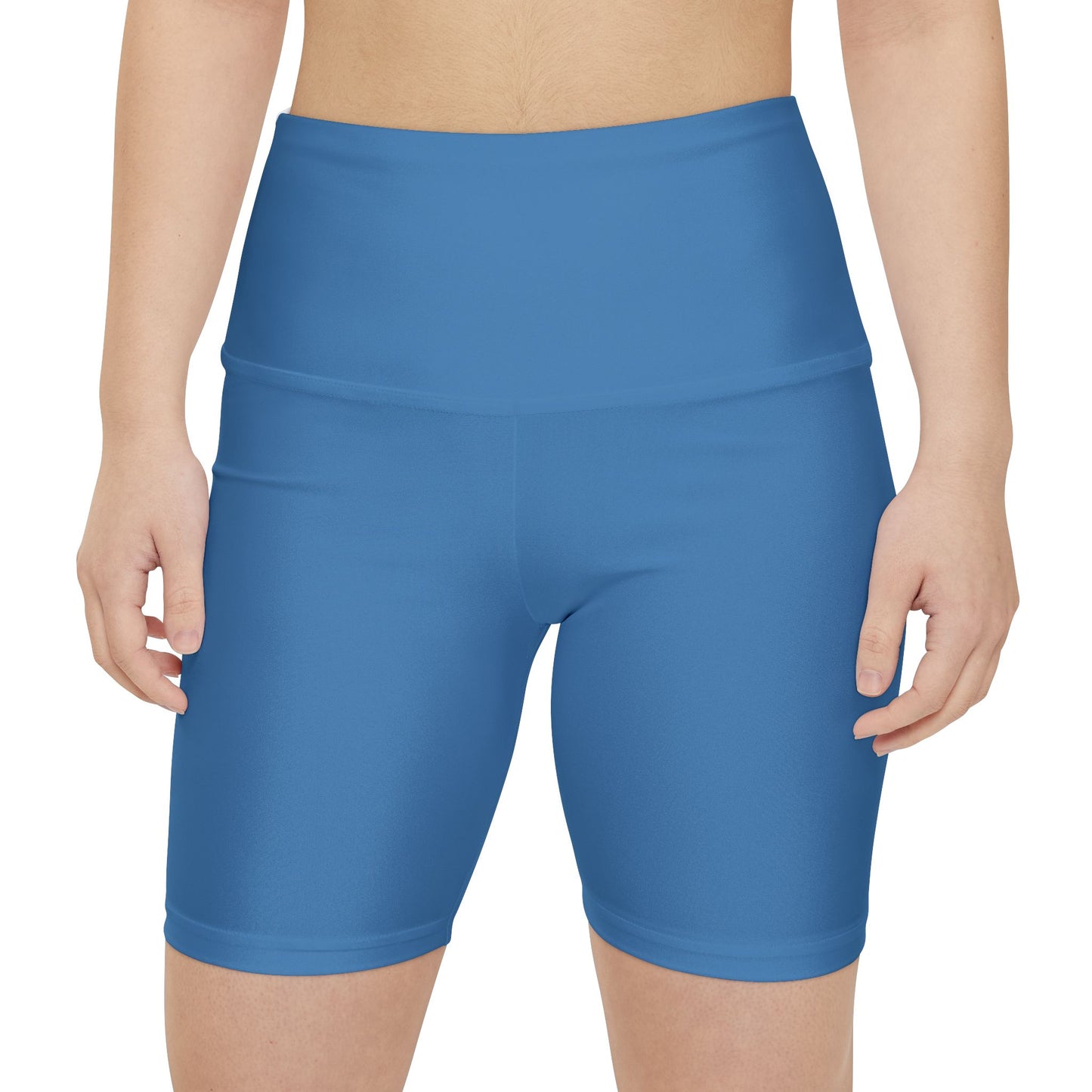 Steel Blue Women's Workout Shorts — Solid High-Waist Biker Shorts for Exercise & Everyday Wear