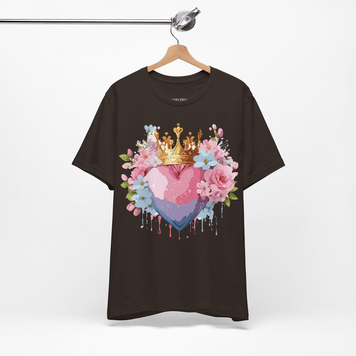 Valentine's Day Graphic Unisex Cotton Bella+Canvas Tee with Floral Art Design d108
