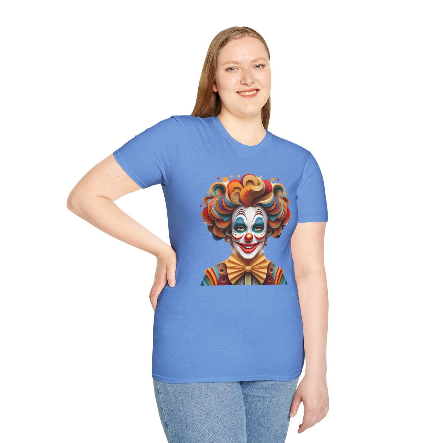 Unisex Clown Shirt Funny Man Circus Tee Short Sleeve Gildan Softstyle 64000 Cotton