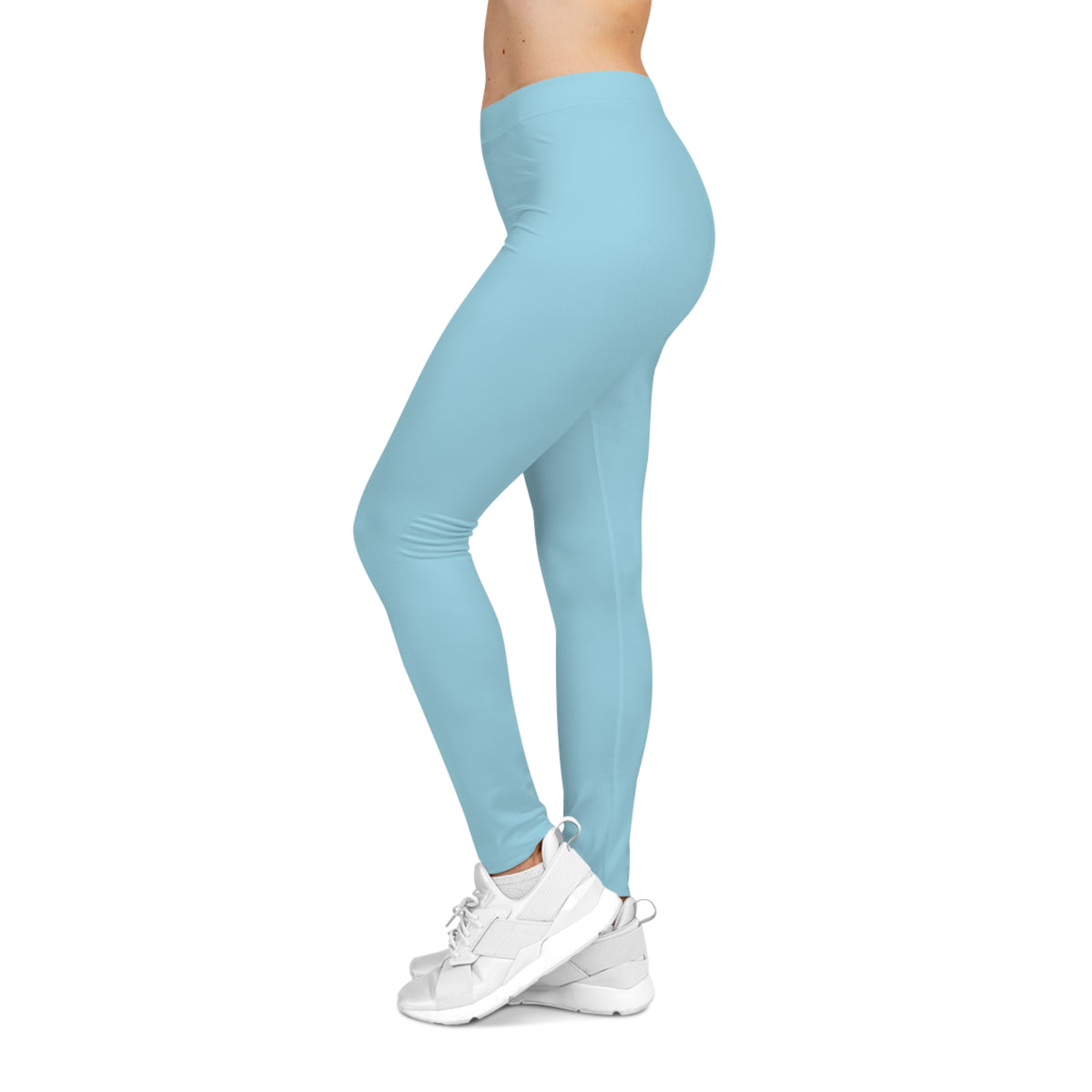 Frosted Blue Color Women's Poly-Span Casual Leggings XS-2XL
